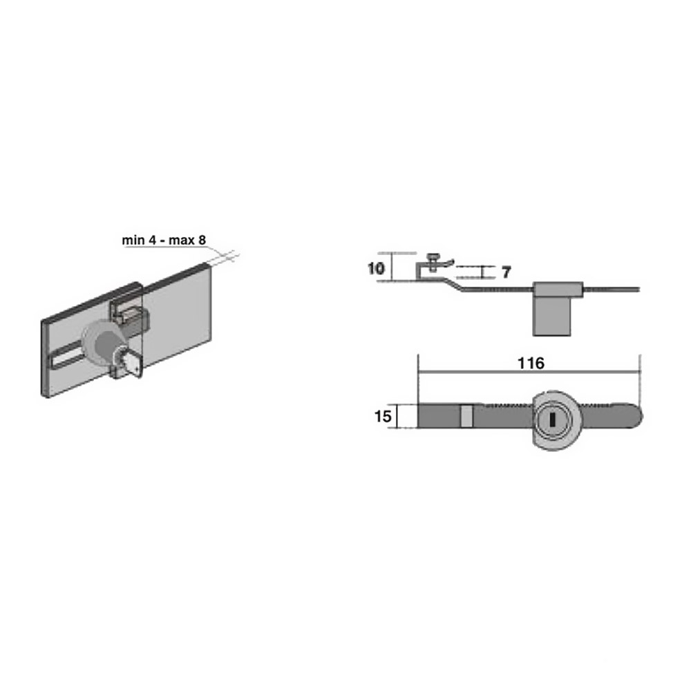  Double leaf sliding lock for glass doors