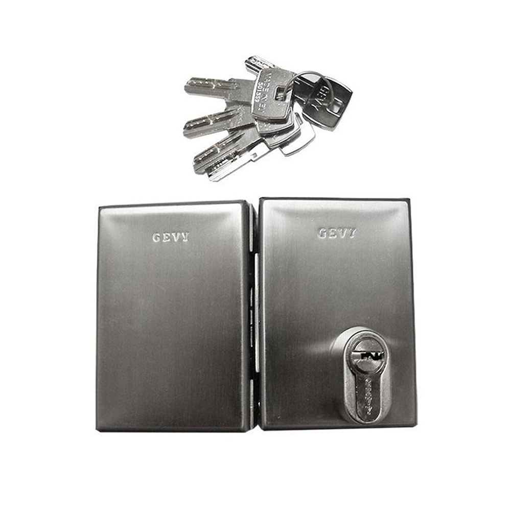 GEVY Stainless Steel Wearable Glass-Glass Anti-Glass Lock with Super Security Cylinder for Glass Door