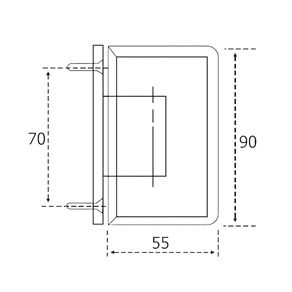 Three-position zamak wall-glass hinges, notched, for glass door