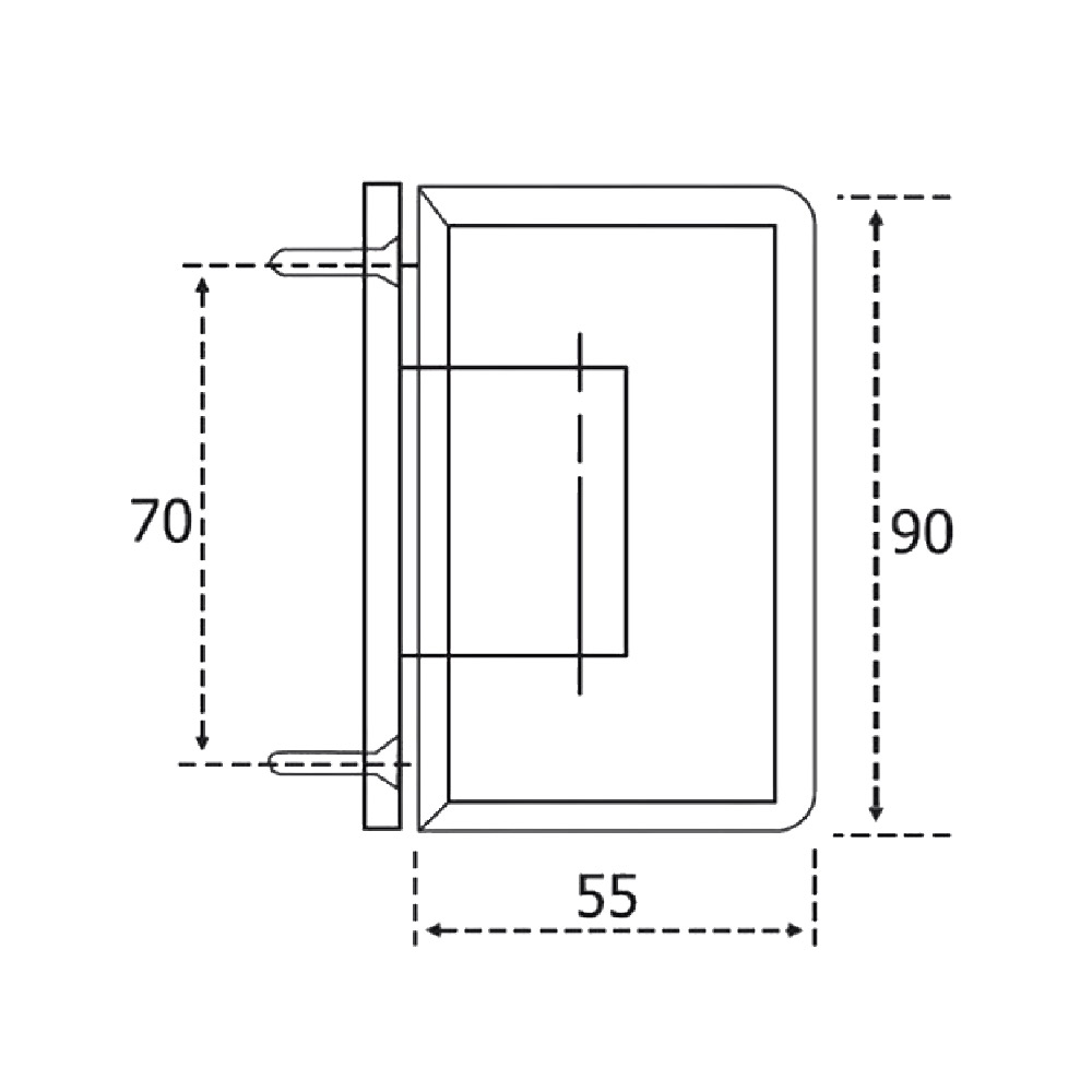 Rose Gold Three-Position Inox Wall-Glass Hinge, Notched, for Glass Door