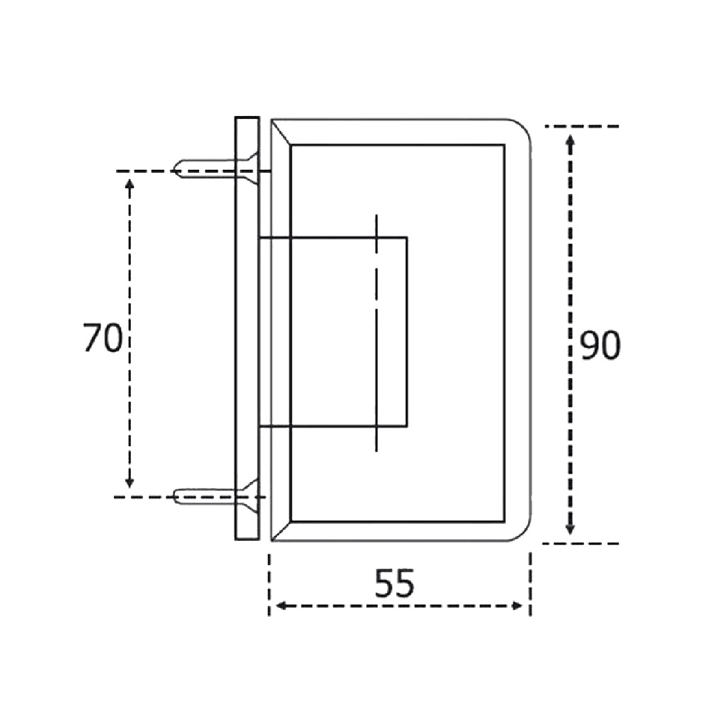 Gold Three-position Inox Wall-Glass Hinge, Slotted, for Glass Door