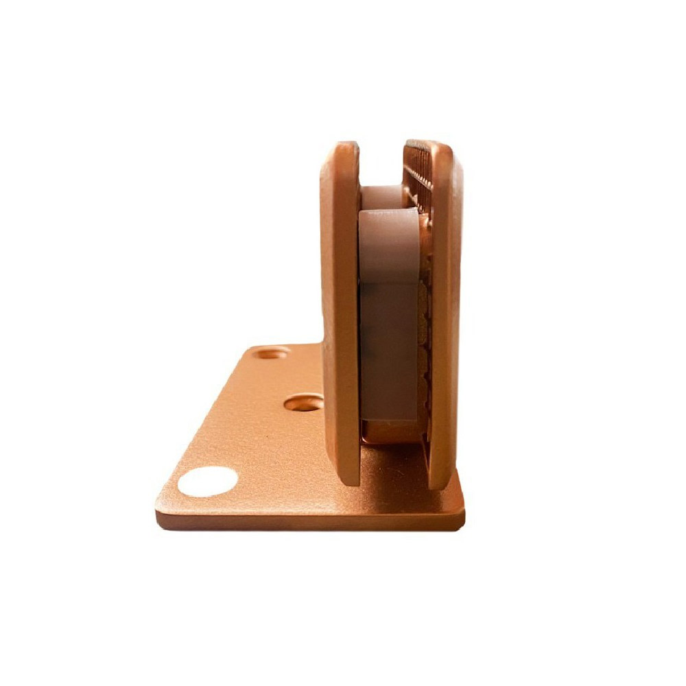 Copper-colored three-position wall-glass inox hinge, notch, for glass door