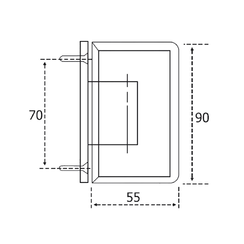 Three position hinges inox, notch, rose-gold brass, T-C, for glass door