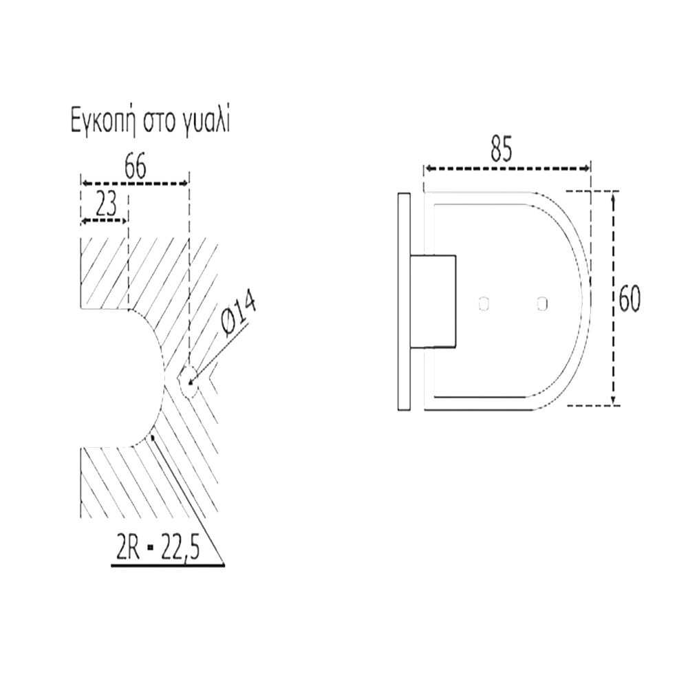 Three-position inox, mortise, wall-glass hinge for glass door