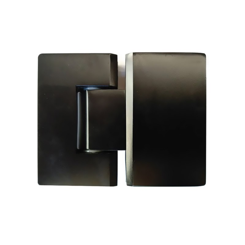 Black three-position zamak glass-to-glass hinge, notch, for glass door