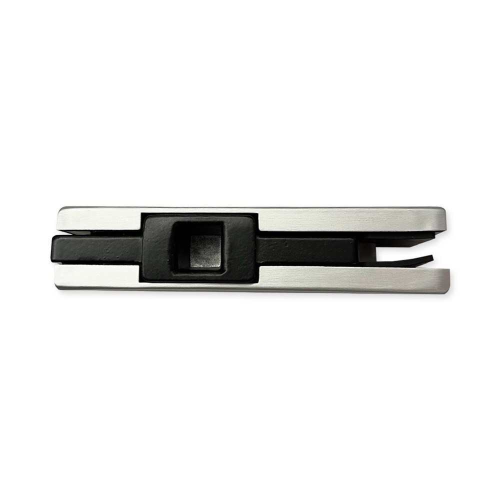 Shallow glass door floor return mechanism set with top and bottom notch hinges