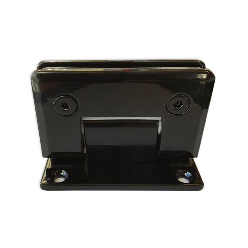 Black Three-Position Brass Wall-Glass Hinge, Slotted, for Glass Door