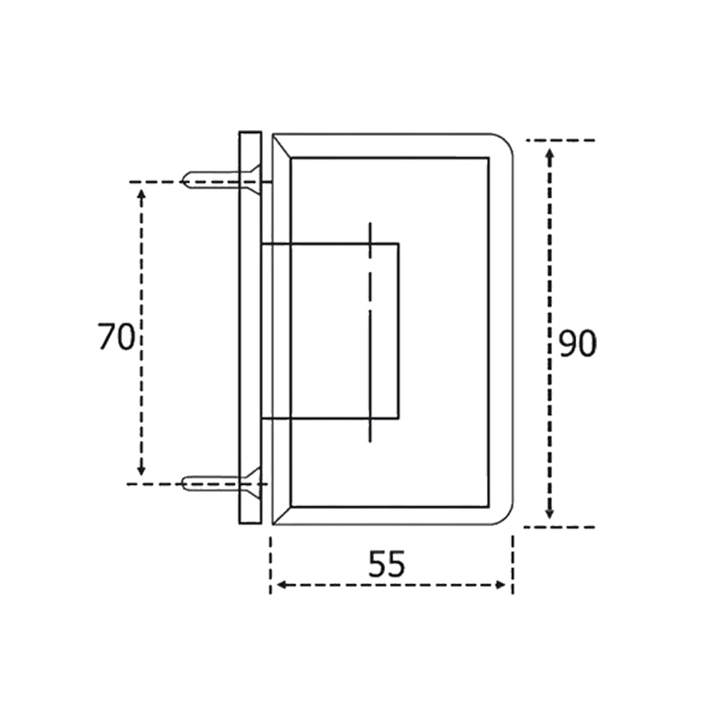 Black Three-Position Inox Wall-Glass Hinge, Slotted, for Glass Door