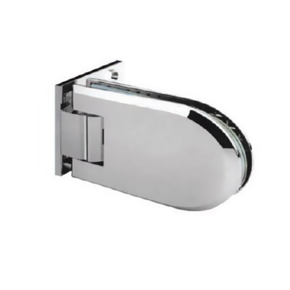 Three-position hinge with single-sided blade, T-C, slotted, inox, for glass door