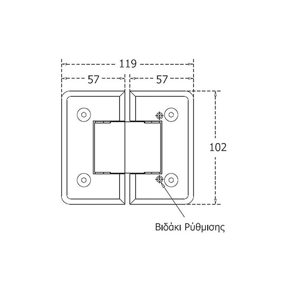 Three position brass glass-to-glass hinges, mortise, for glass door