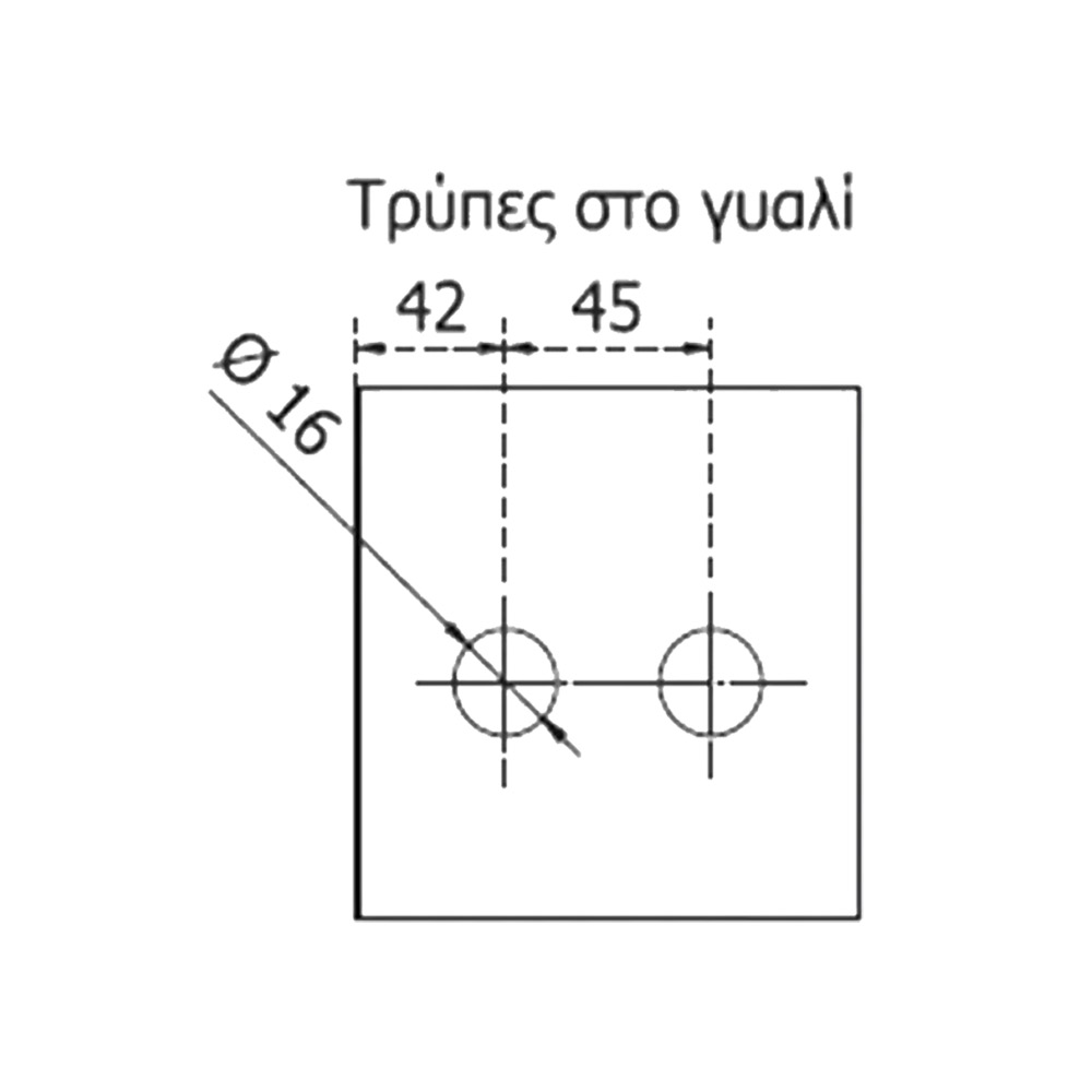  Heavy-duty inox free wall-glass hinge, hole, for glass doors