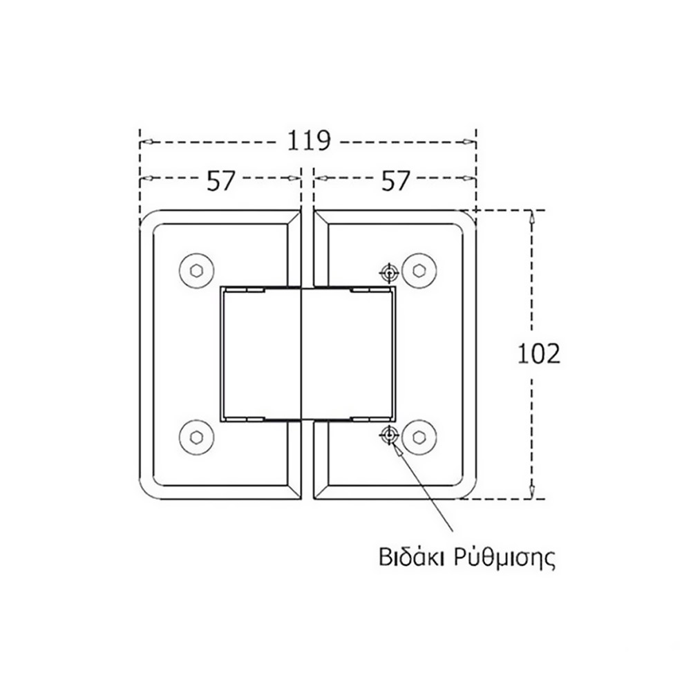 Black Three Position Inox Glass-to-Glass Hinge for Glass Door