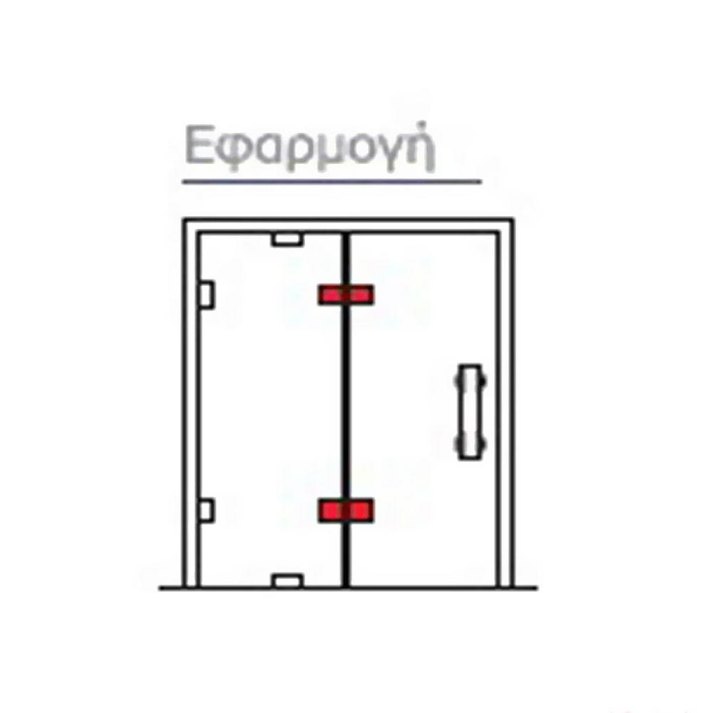 Hinge free stainless steel rectangular 180°-360° folding, Γ-Γ, hole, for glass doors