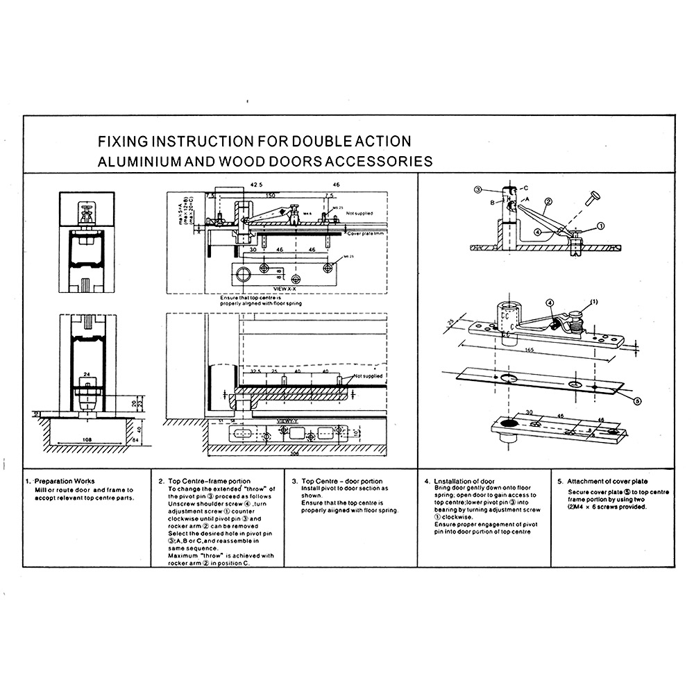 Mile - lower arm, for iron, wooden and aluminum doors