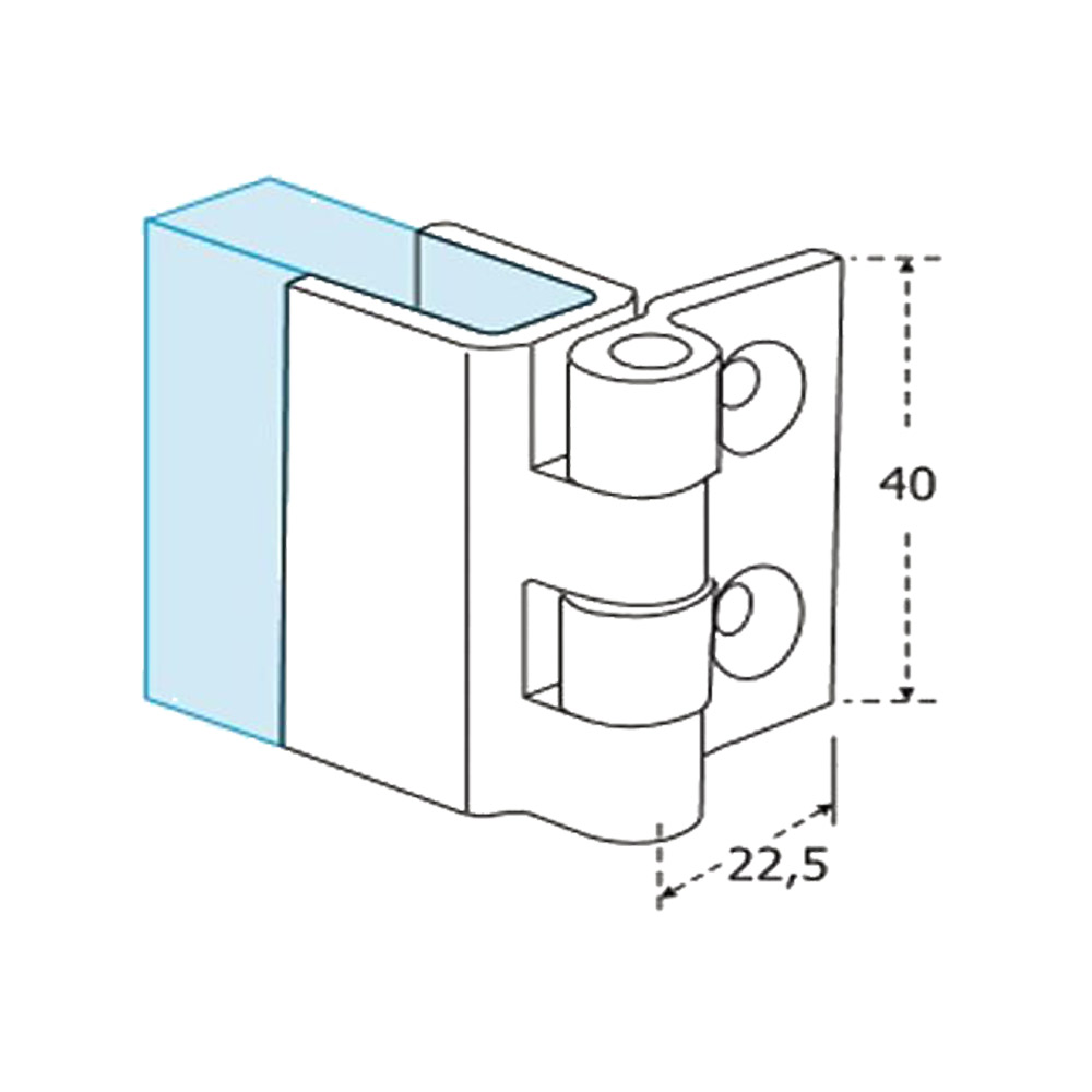 Inox hinge, single, free wear glass-glass 180° - 360°