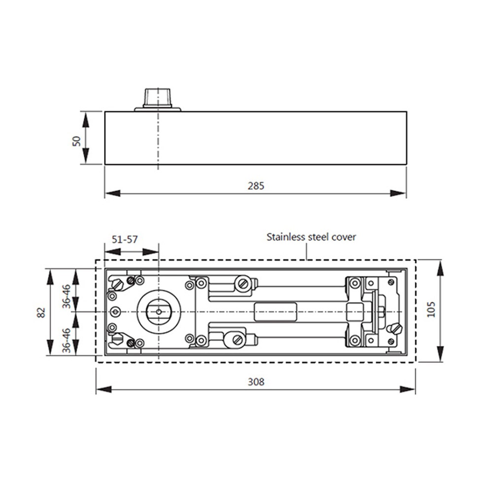 Μηχανισμός δαπέδου Dorma (BTS75V) με ειδική βαλβίδα για ευκολία ρύθμισης κλεισίματος