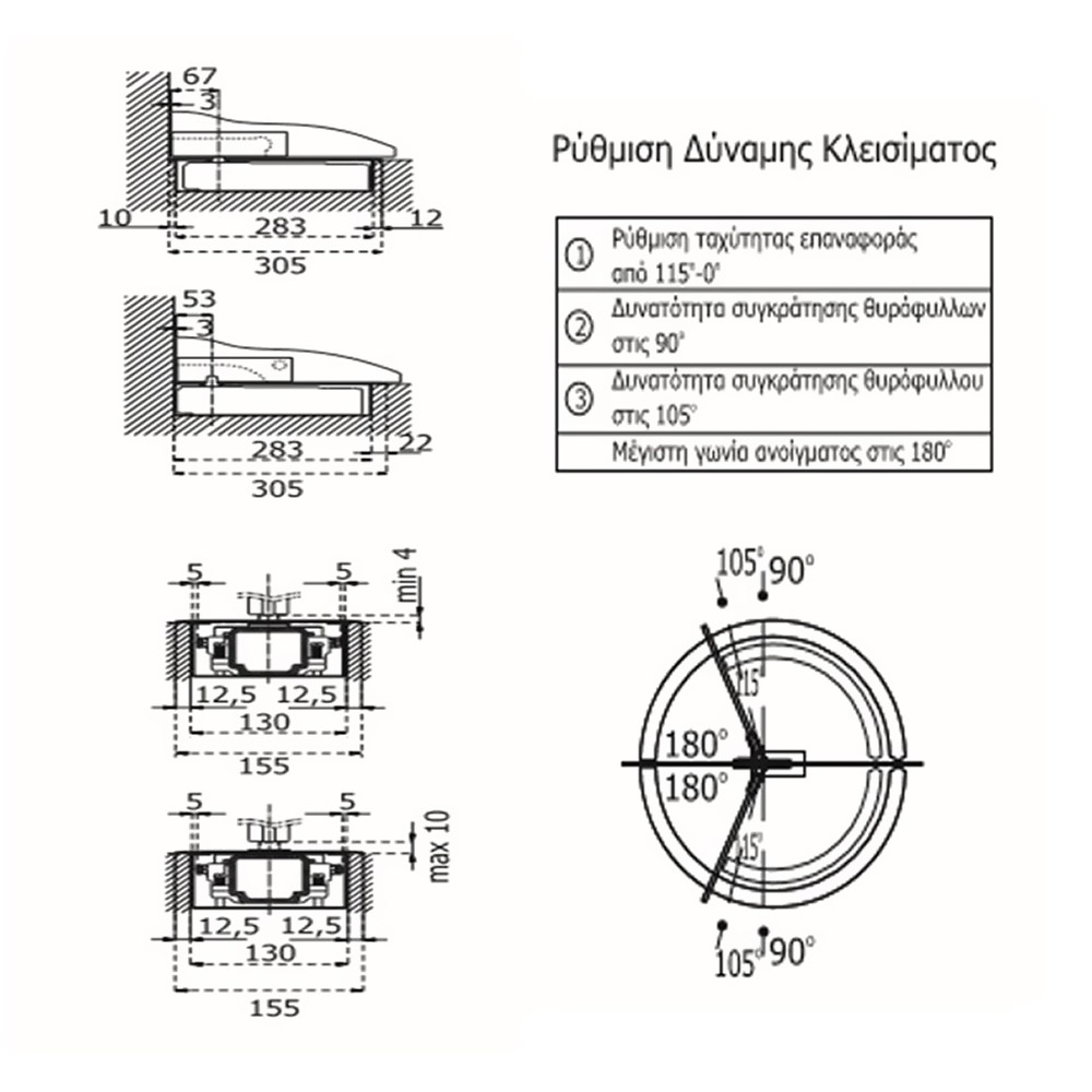 Speedy return mechanism for heavy-duty M25 glass door