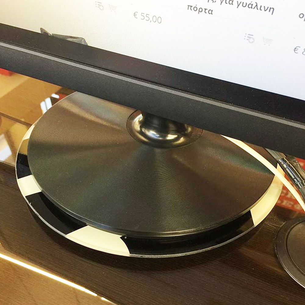 Rotating screen stand with black crystal Ø30cm