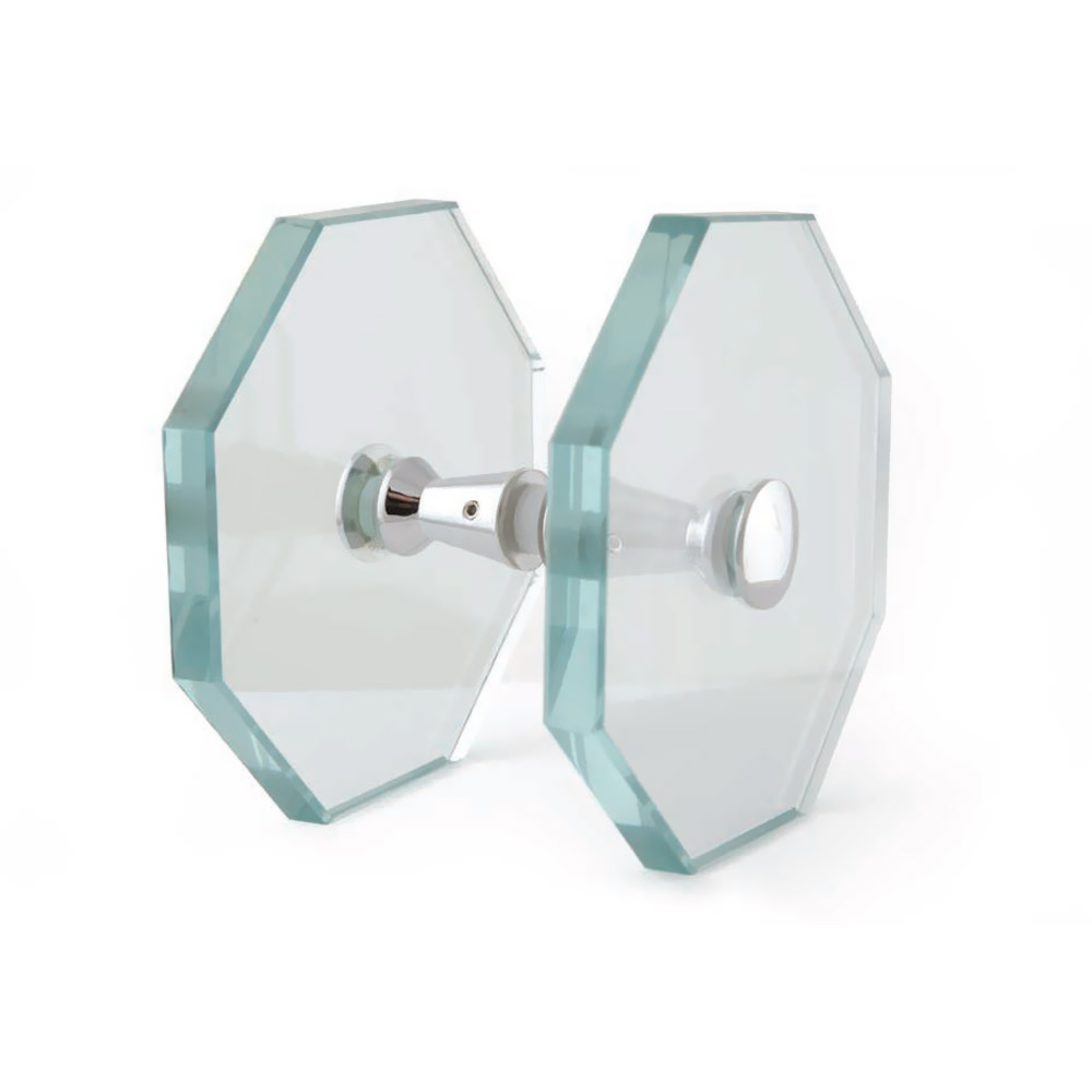 Double octagon glass knob with polished chrome finish for glass door