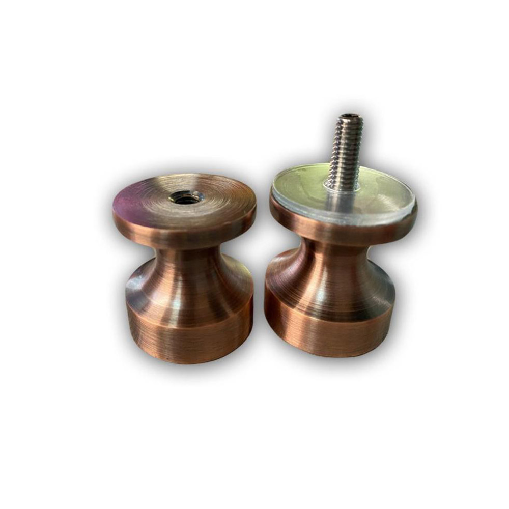 Coffee table knob, rose-gold brass for a glass door