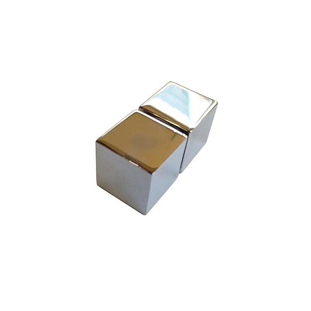 Aluminum knob mini square double 30x30mm polished chrome