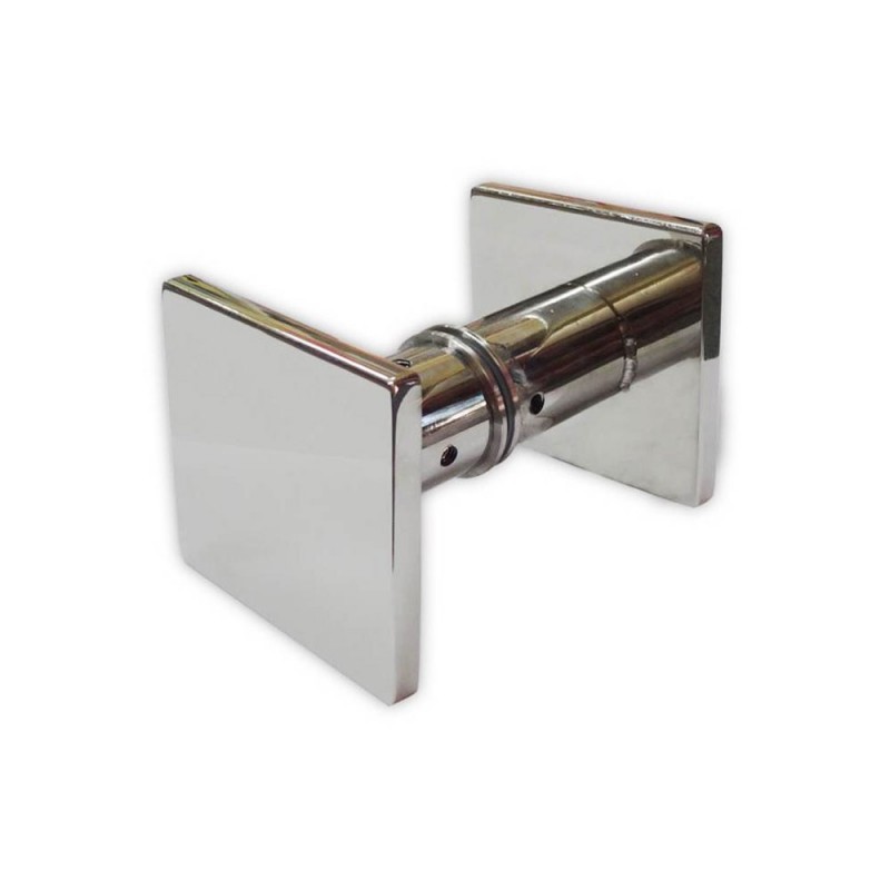 Knob double square stainless steel 6x6cm