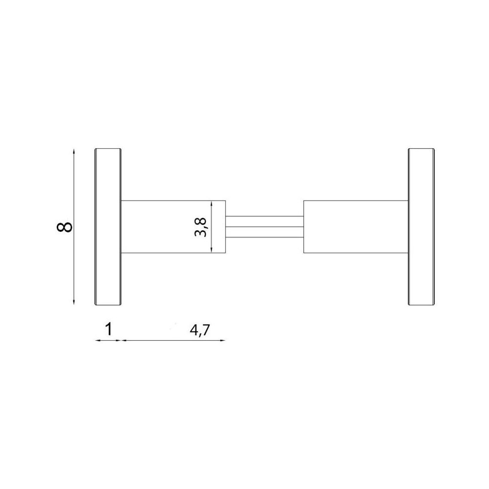 Knob double square stainless steel 6x6cm