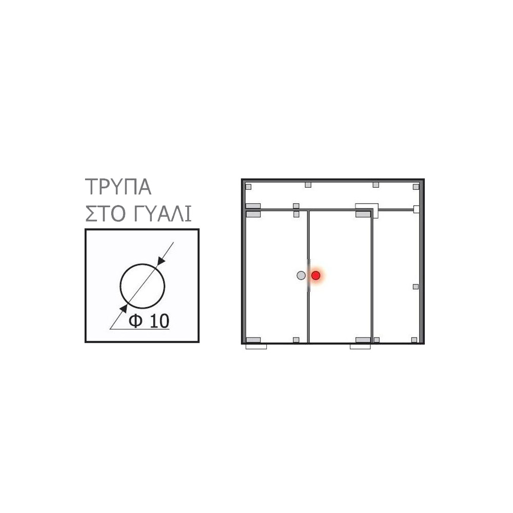 Knob double square stainless steel 6x6cm