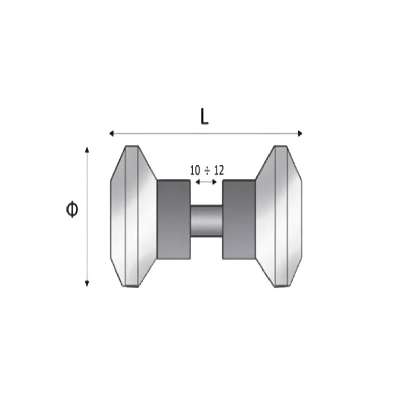 Small double polyhedral glass knob Φ: 50mm for glass door