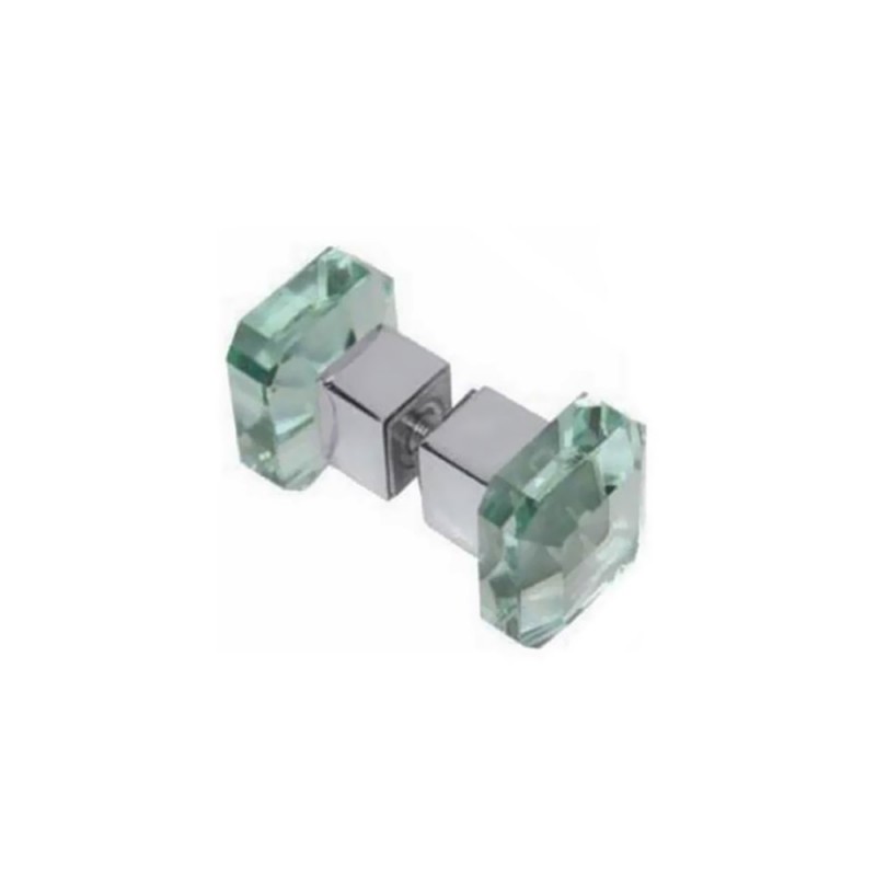 Small glass double square polyhedral knob 46x46mm for glass door