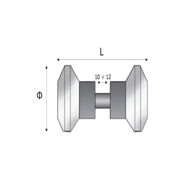 Small glass double square polyhedral knob 46x46mm for glass door