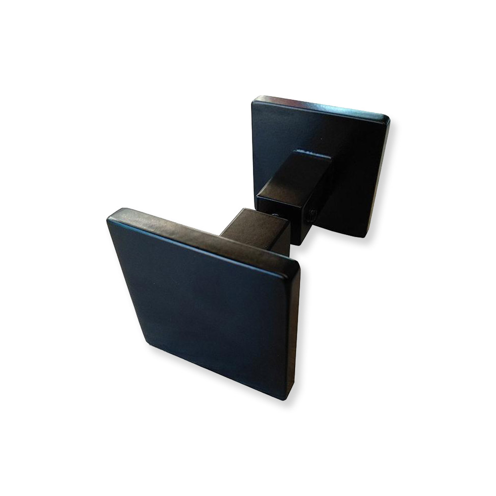 Knob double square stainless steel black 6x6cm