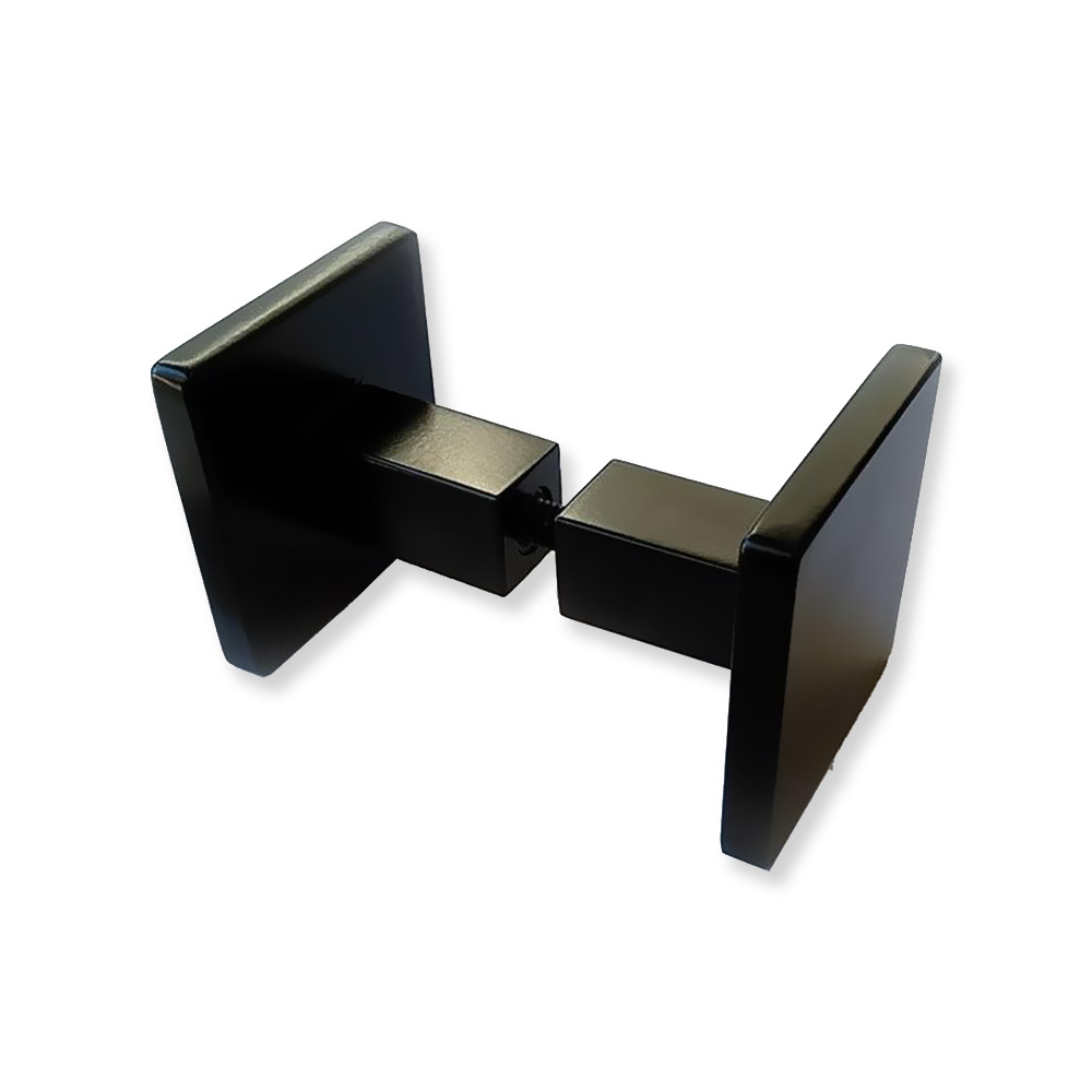 Knob double square stainless steel black 6x6cm