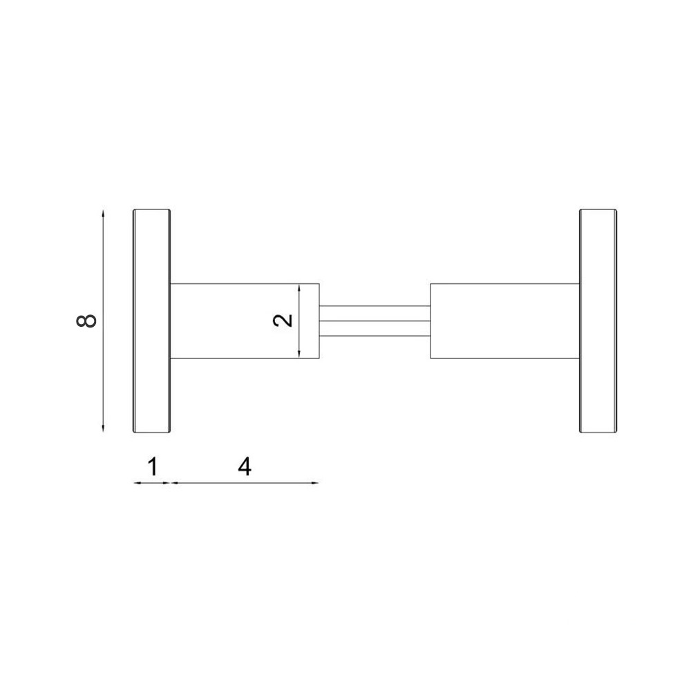 Knob double square stainless steel black 8x8cm