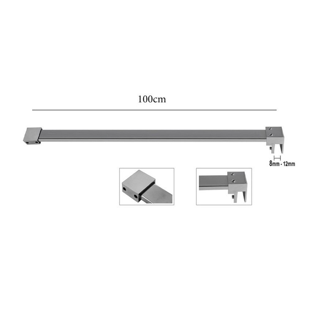 Support stainless steel fixed straight rectangle, wall - glass 100cm