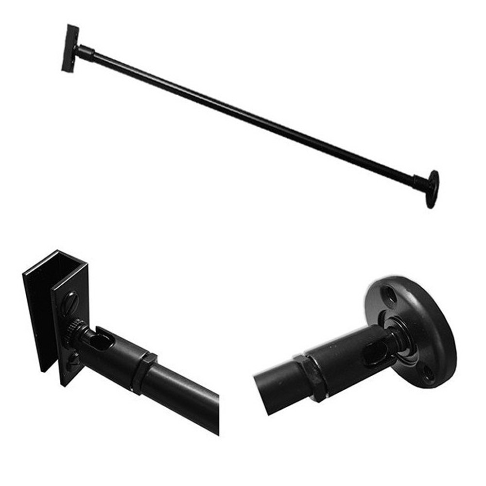 Stainless steel support, electrostatically painted black 40cm, straight, wall - glass