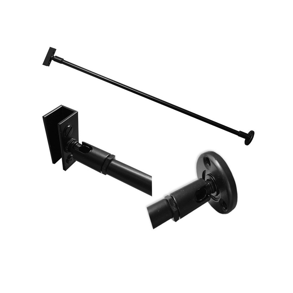 Stainless steel support, electrostatically painted black 70cm, straight, wall - glass