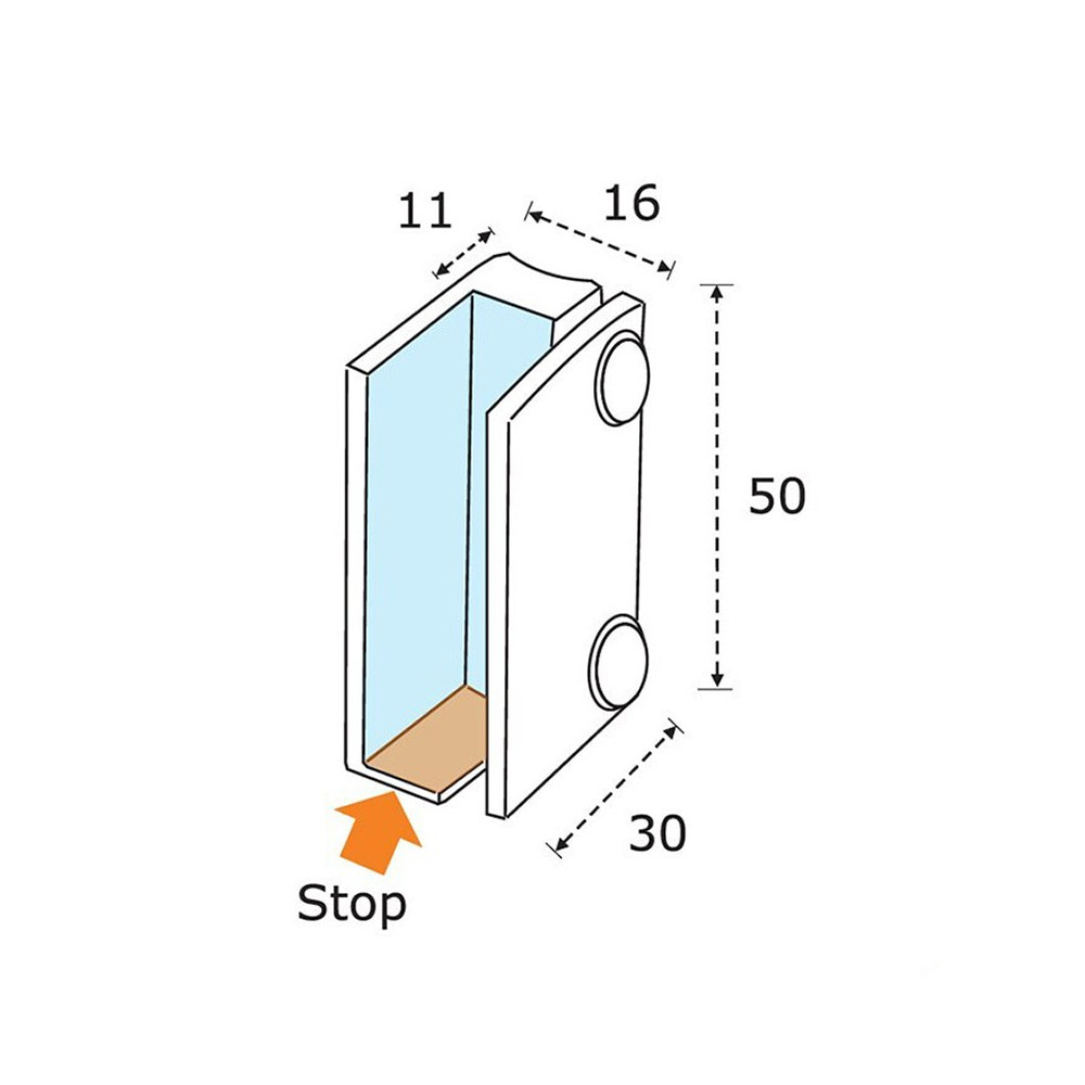 Support divided by STOP for crystal 10mm brass