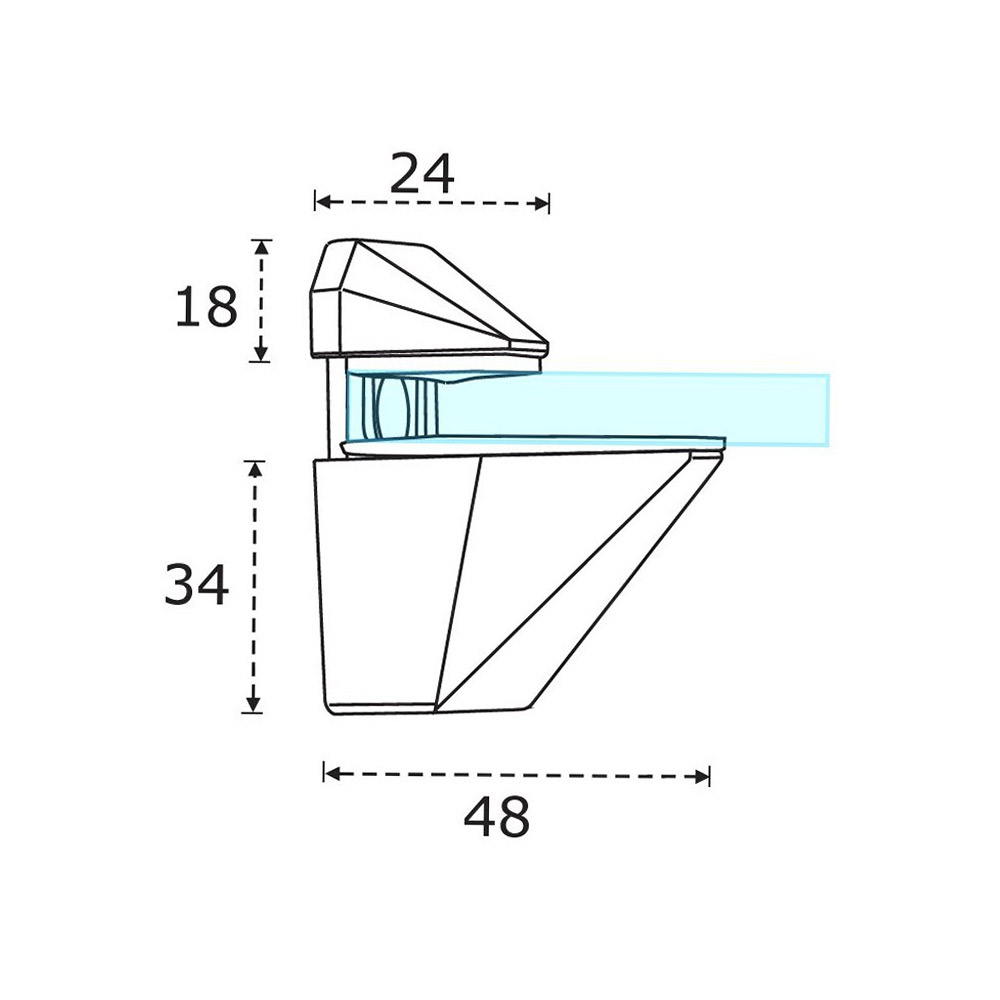 Adjustable zamak parrot supports for glass shelf 4-20mm set of 2 pcs.