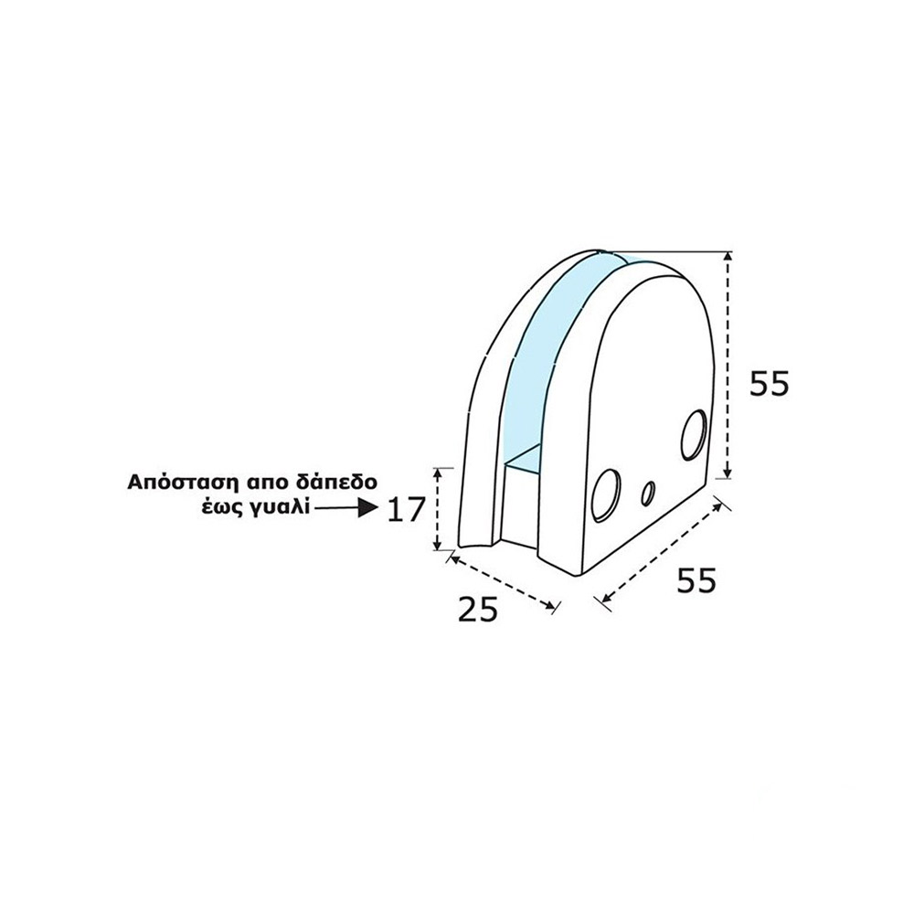 Semicircular zamak support for 8-10mm