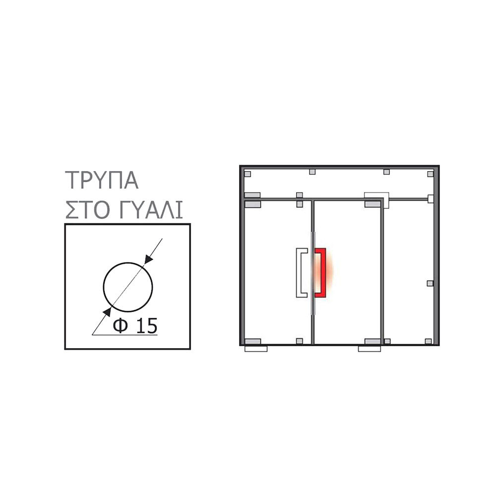 Stainless steel handle for glass door