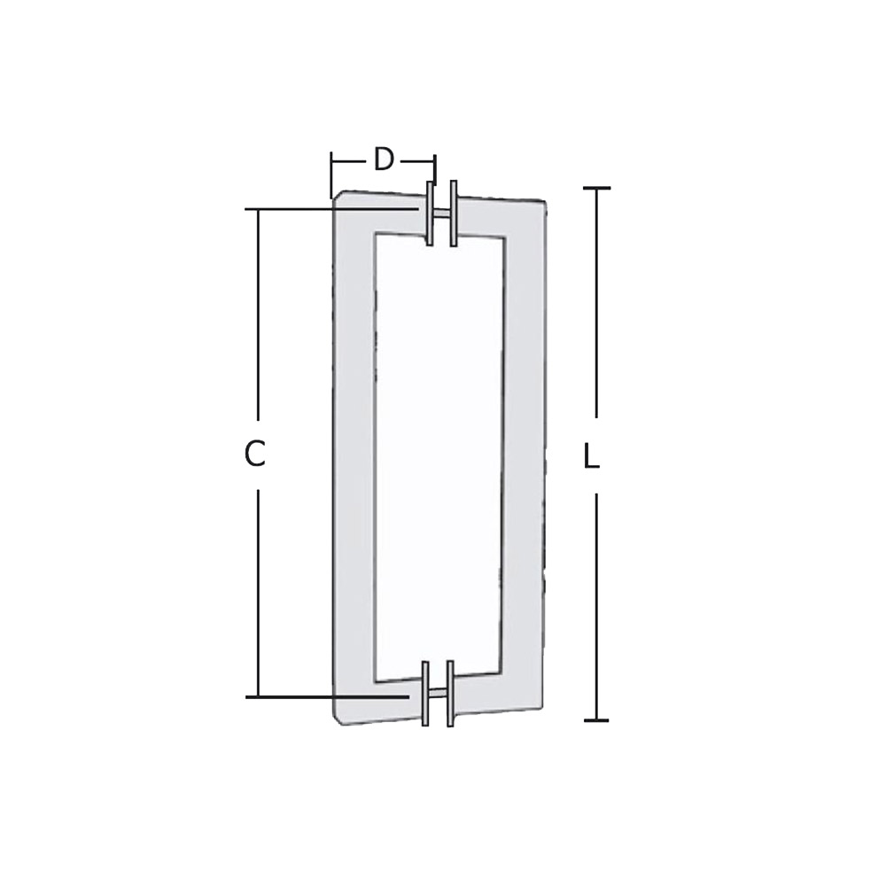 Stainless steel handle for glass door (20x20mm - 60mm - 200mm)