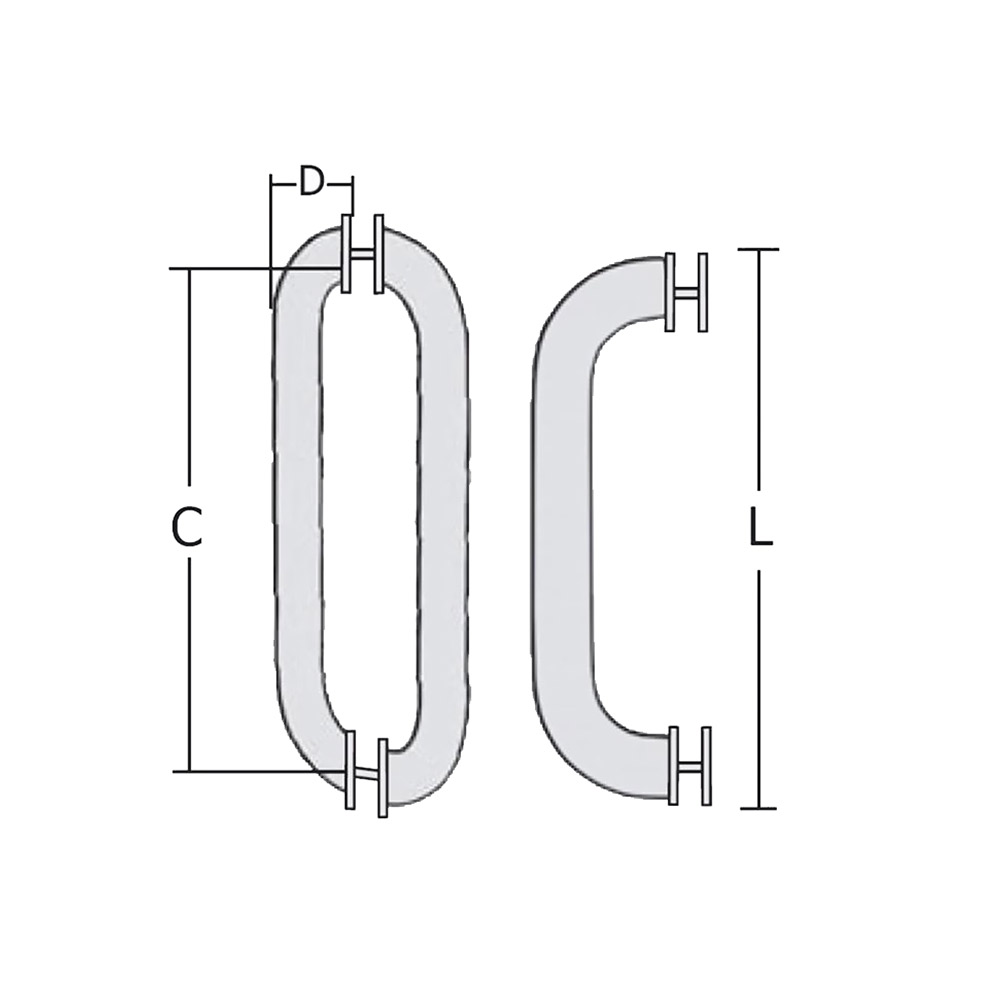 Stainless steel handle for glass door