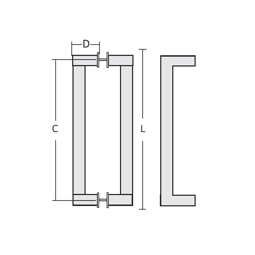 Stainless steel handle for glass door