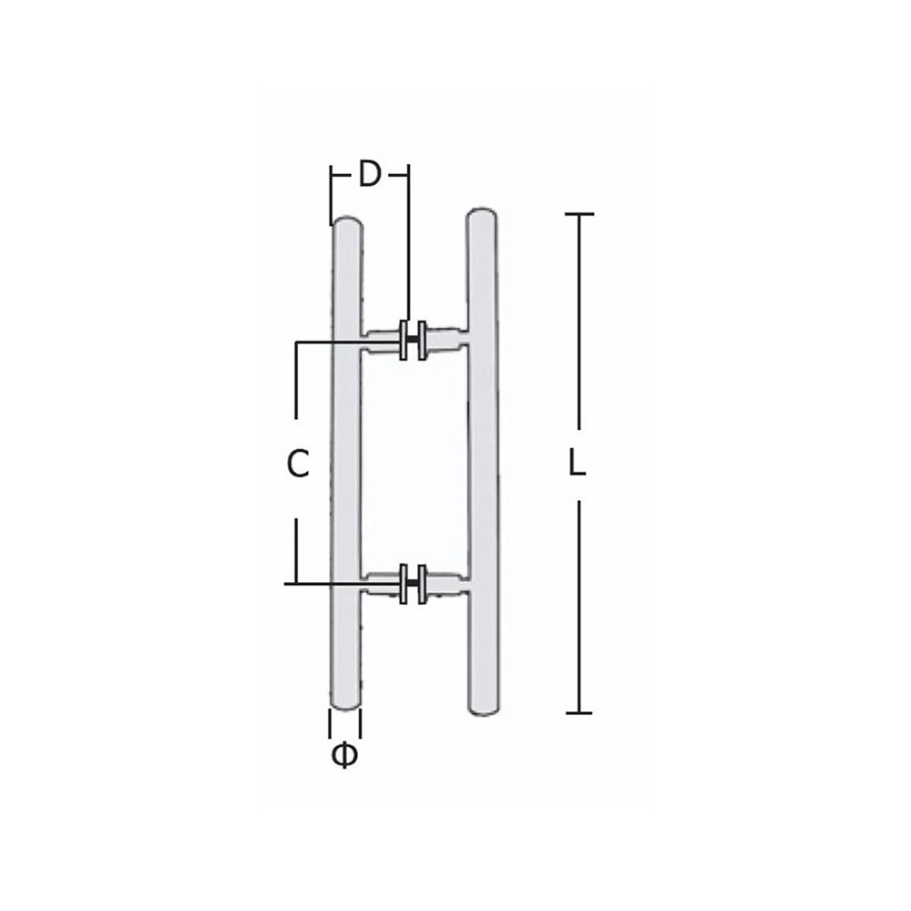 Stainless steel handle for glass door