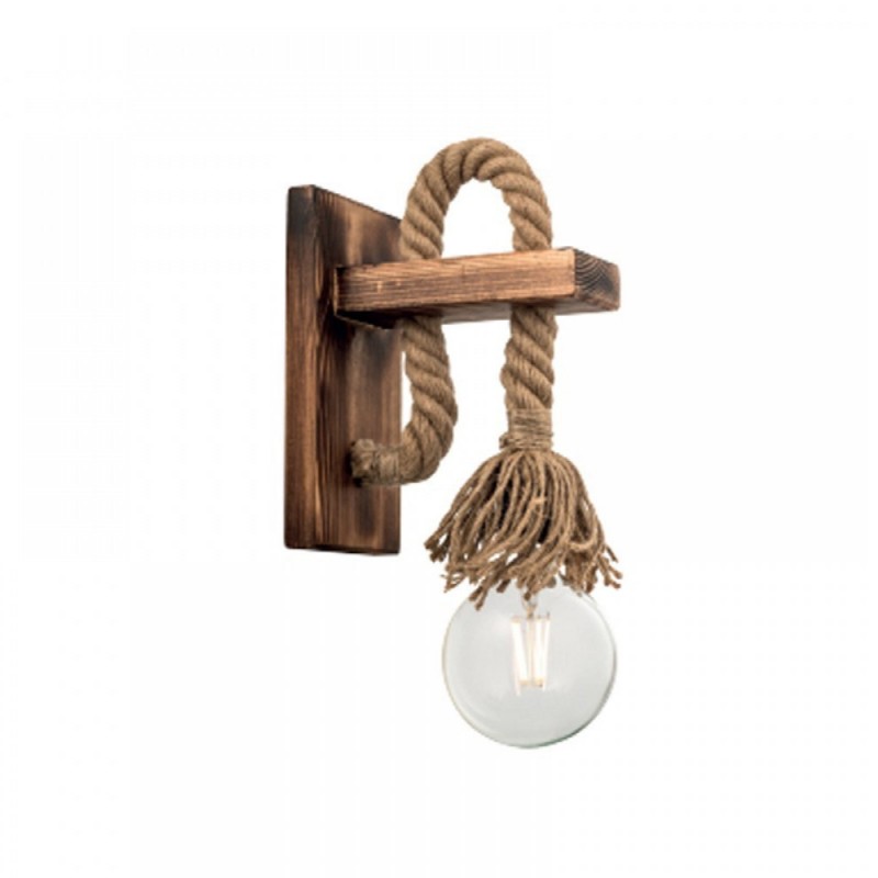  Wall lamp made of brown rope and wood