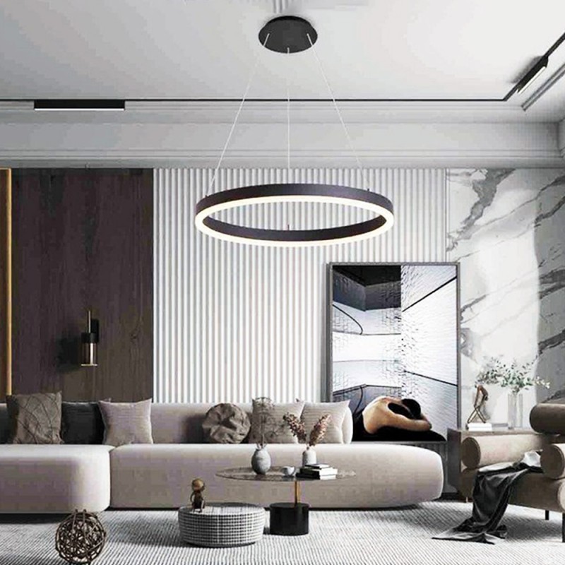 Hanging ceiling light led black Φ60cm