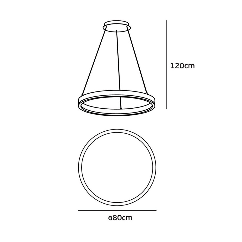 Suspended champagne led ceiling light Φ80cm