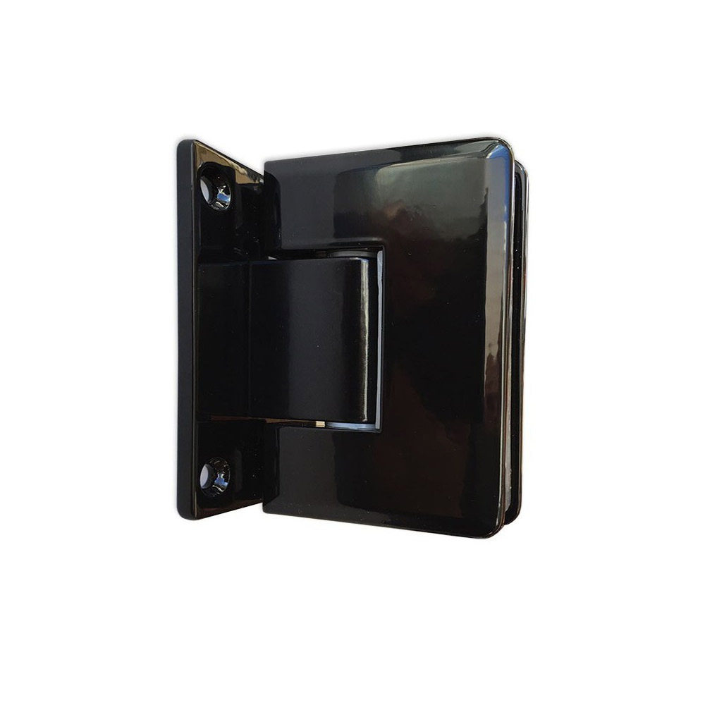 Ανοιγόμενη γυάλινη πόρτα σατινέ 10mm securit με μαύρα εξαρτήματα