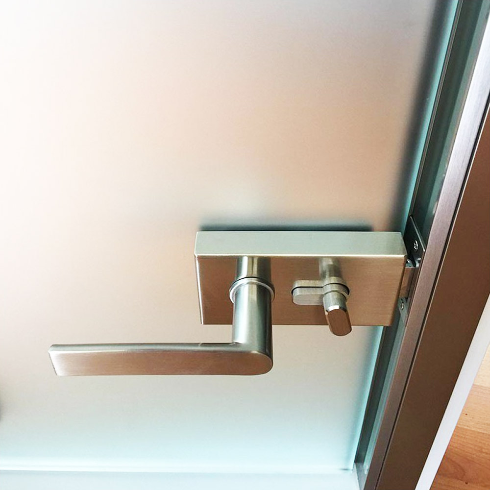 Γυάλινη πόρτα 10mm securit 80x210cm πορτοκαλί με κάσα και κλειδαριά